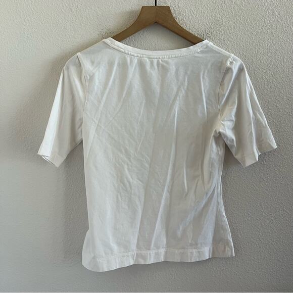 Athleta Designed in SF White Rounded Neck Tee T-Shirt Top Small - Picture 7 of 7